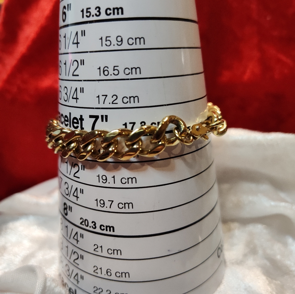 Vintage Gently Pre-loved Cuban Gold Tone Bracelet Size 7